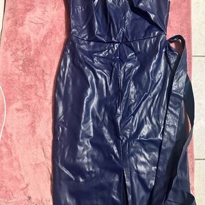 Alexia Admor Navy Faux Leather Dress